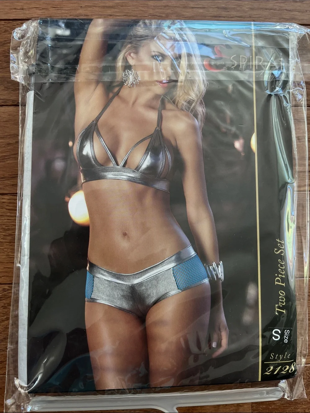 Two-Piece Women's Metallic Silver Swim Set - Size S
